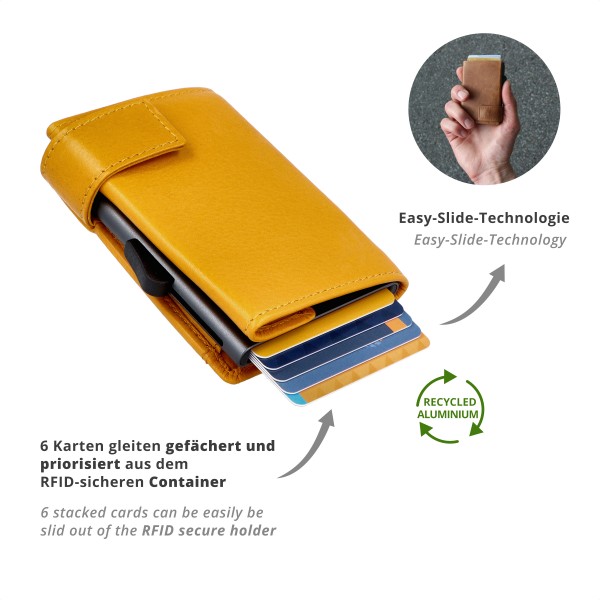 SecWal Kartenetui mit Münzfach Druckknopf Geldbörse aus Leder Neueste Mode