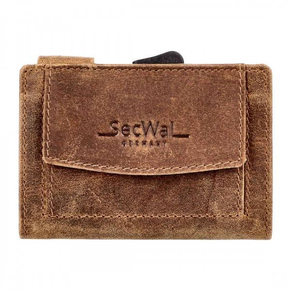 SecWal Kartenetui mit Münzfach Druckknopf Geldbörse aus Leder Blitzangebot