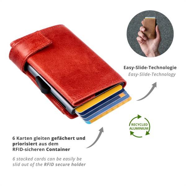 SecWal Kartenetui mit Münzfach Druckknopf Geldbörse aus Leder Tägliche Deals