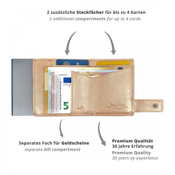 SecWal Kartenetui mit Münzfach Druckknopf Geldbörse aus Leder Kostenlose Rückgabe
