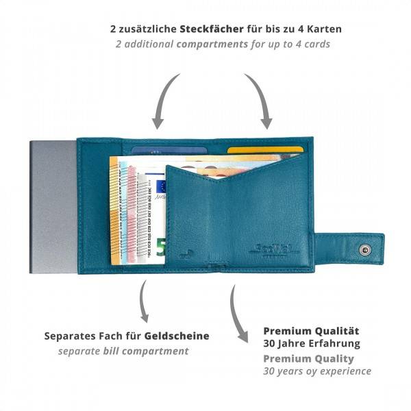 SecWal Kartenetui mit Münzfach Druckknopf Geldbörse aus Leder Neueste Stile