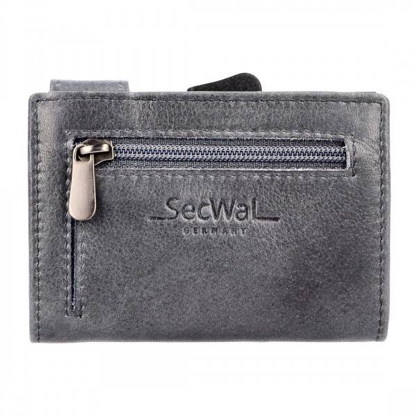SecWal Kartenetui mit Münzfach Reißverschluss Geldbörse aus Leder im Angebot
