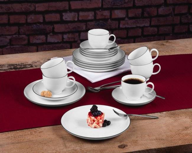 Seltmann Weiden Lido Kaffeeservice 18-tlg. Black Line Im Verkauf