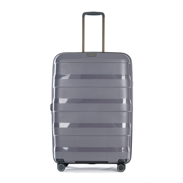 Stratic Straw + - Hartschalen Koffer L (75 cm), 4 Doppelrollen, TSA Schloss, Reißverschlussvariante, Erweiterungsfalte dark grey Jubiläumsangebot