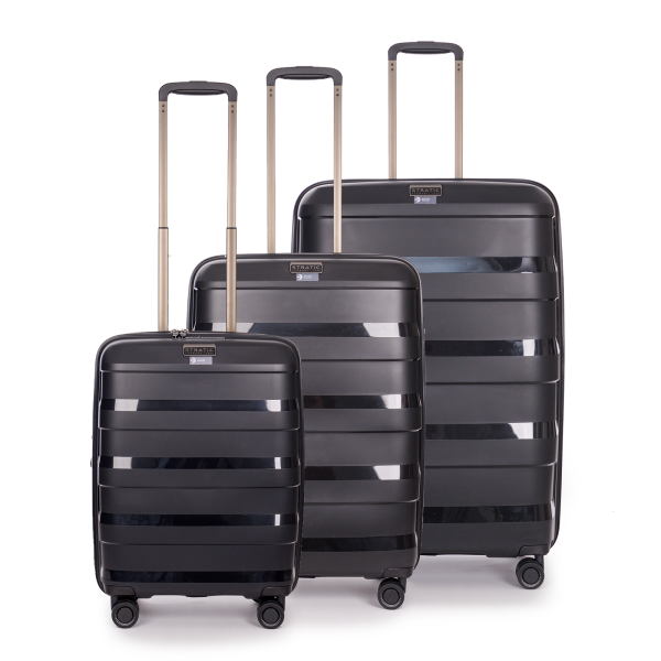 Stratic STRAW + - Koffer-Set 3-teilig Hartschalen-Koffer (S, M, L), 4 Rollen, TSA Schloss, umweltfreundlich black Super Sparpreis